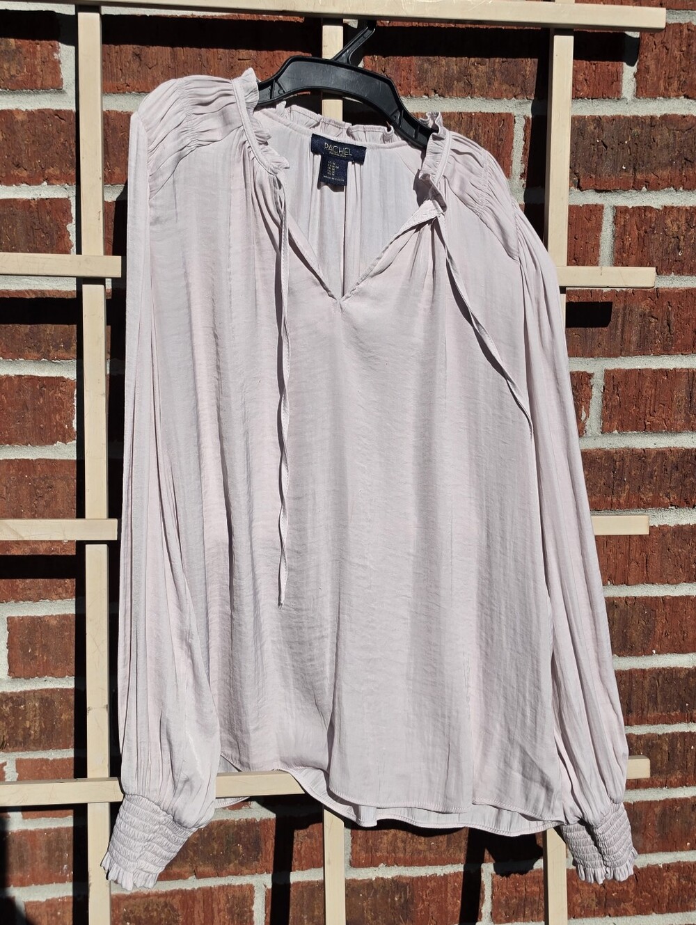 Rachel Rachel Roy Smocked Ruffle V-Neck Peasant Blouse Medium